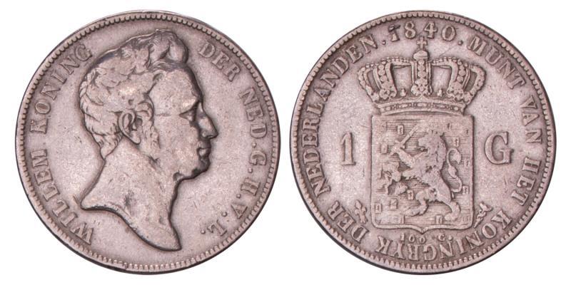 1 Gulden Willem I 1840. Zeer Fraai -.