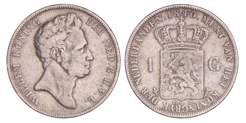 1 Gulden Willem I 1840. Fraai +.