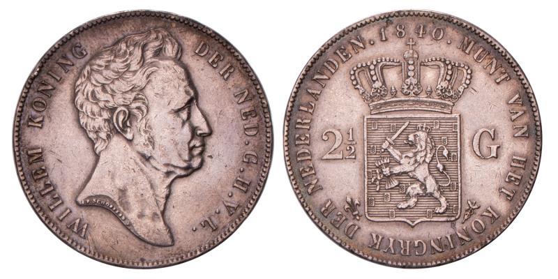 2½ Gulden Willem I 1840. Zeer Fraai / Prachtig.