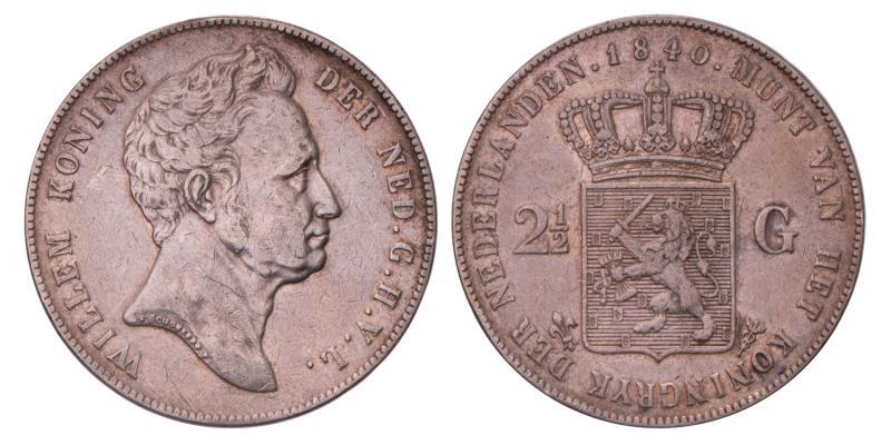 2½ Gulden Willem I 1840. Zeer Fraai +.