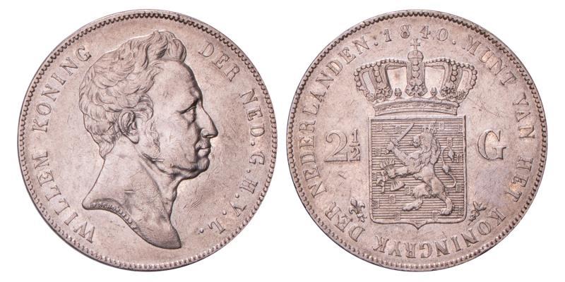 2½ Gulden Willem I 1840. Zeer Fraai +.