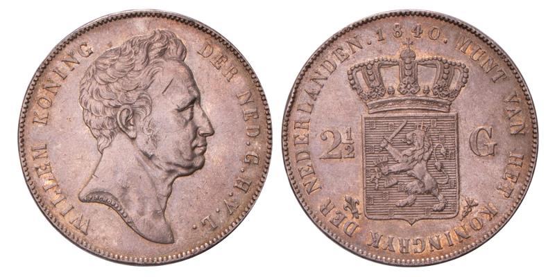 2½ Gulden Willem I 1840. Zeer Fraai +.