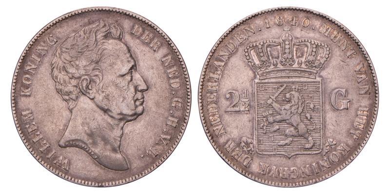 2½ Gulden Willem I 1840. Zeer Fraai.