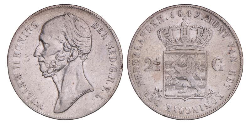 2½ Gulden Willem II 1842. Zeer Fraai -.