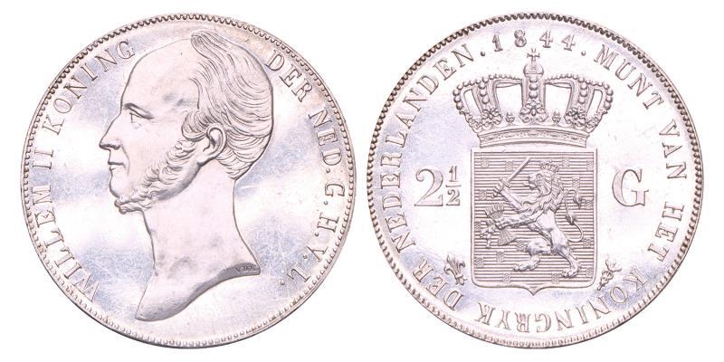 2½ Gulden Willem II 1844. Prachtig (proof).