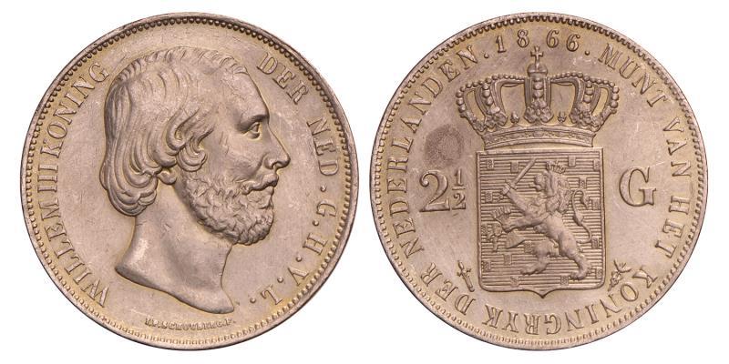 2½ Gulden Willem III 1866. Prachtig -.