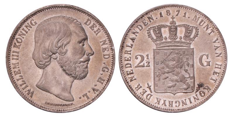 2½ Gulden Willem III 1871. Prachtig.