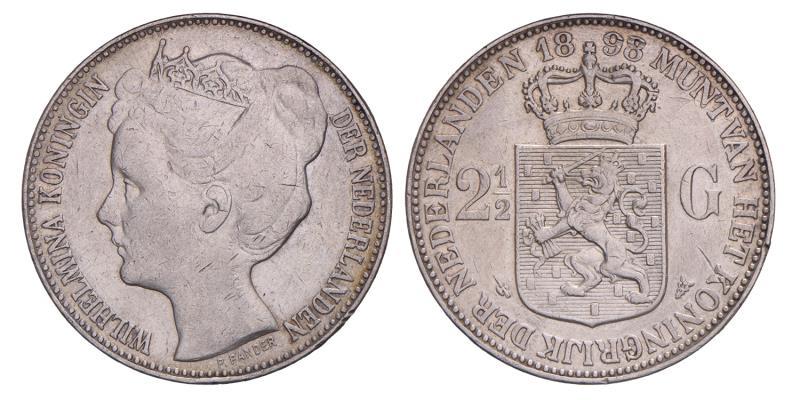 2½ Gulden Wilhelmina 1898. Zeer Fraai.