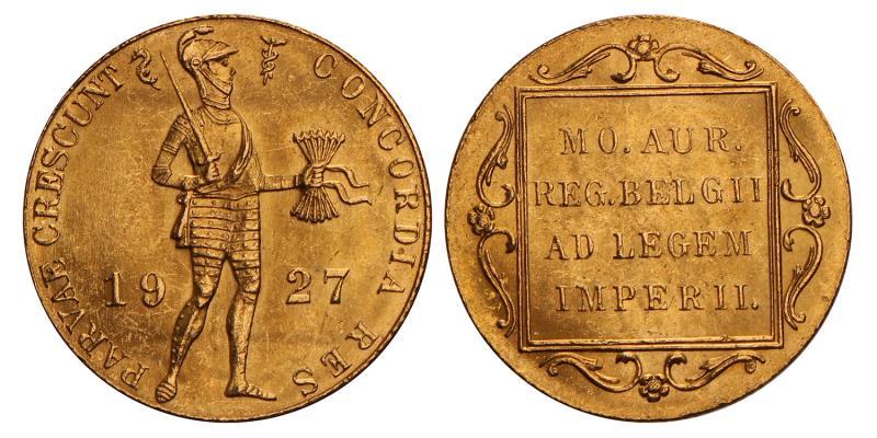 Gouden dukaat Wilhelmina 1927. FDC.