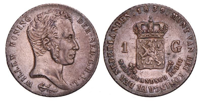 1 Gulden Willem I 1839. Zeer Fraai +.