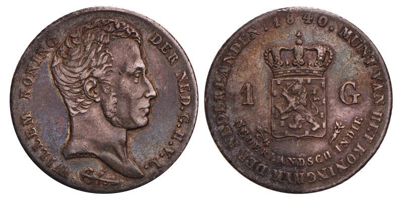 1 Gulden Willem I 1840. Zeer Fraai +.
