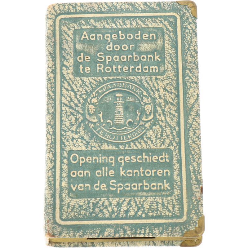 Spaarpot in boekvorm zonder sleutel Nederland, Spaarbank te Rotterdam.