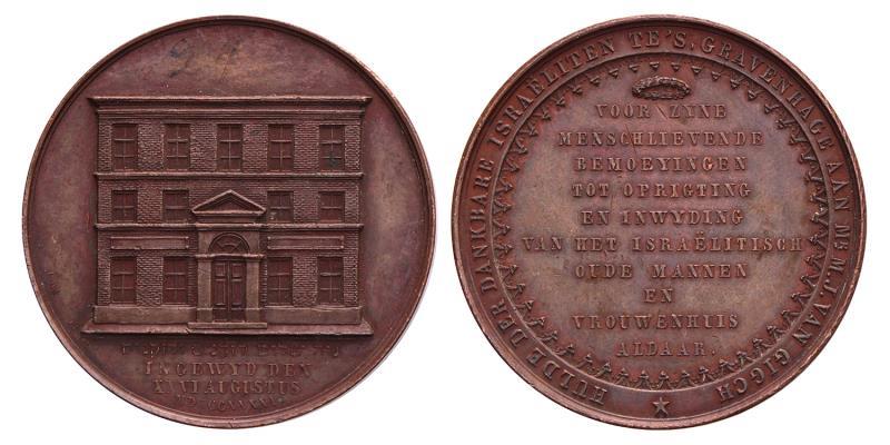 Nederland. 1841. Den Haag. Inwijding Joods oude mannen en vrouwen huis.