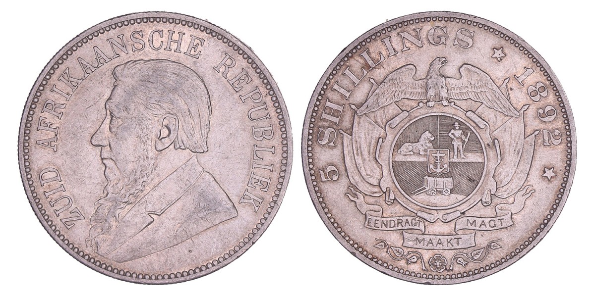 South Africa (ZAR). 5 Shilling. 1892.