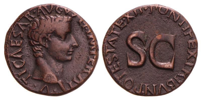 Roman Empire. Tiberius. As. N.D. (10-11 AD).