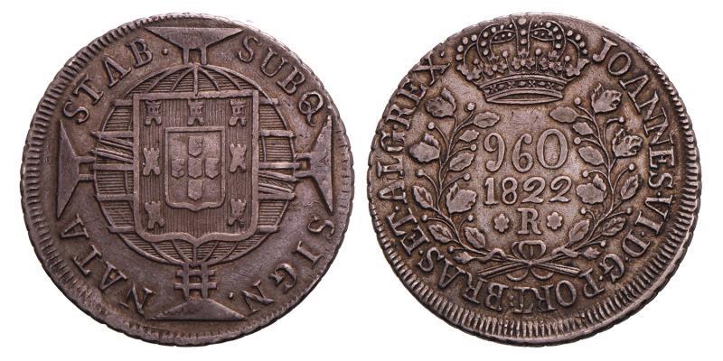 Brazil, Portugese Colony. Joao VI. 960 Reis. 1822 R.