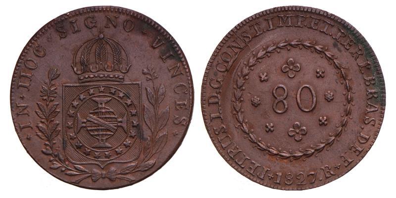 Brazil. Pedro I. 80 Reis. 1827 R.