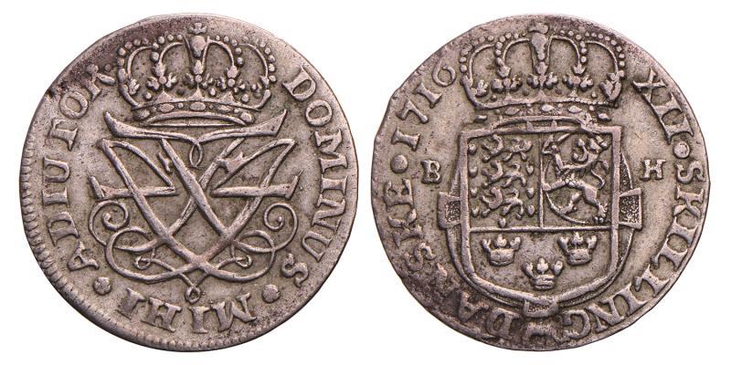 Denmark. Frederik VI. 12 Skilling. 1716 BH.