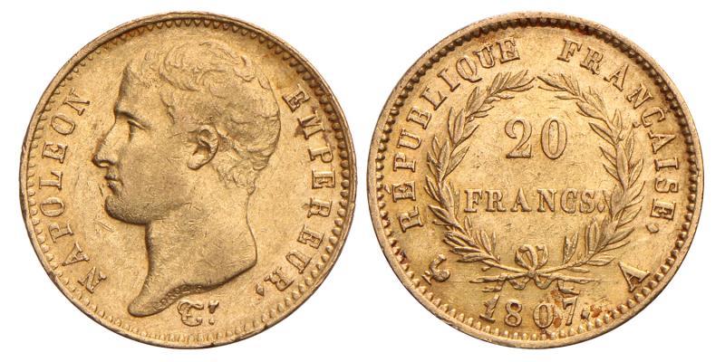 France. Napoleon I. 20 Francs. 1807 A.