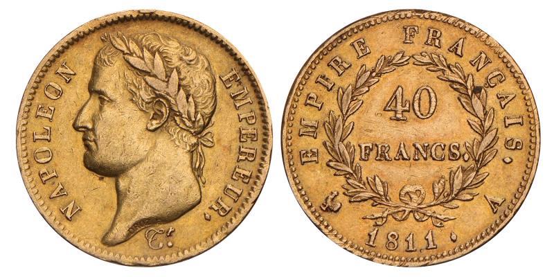 France. Napoleon I. 40 Francs. 1811 A.