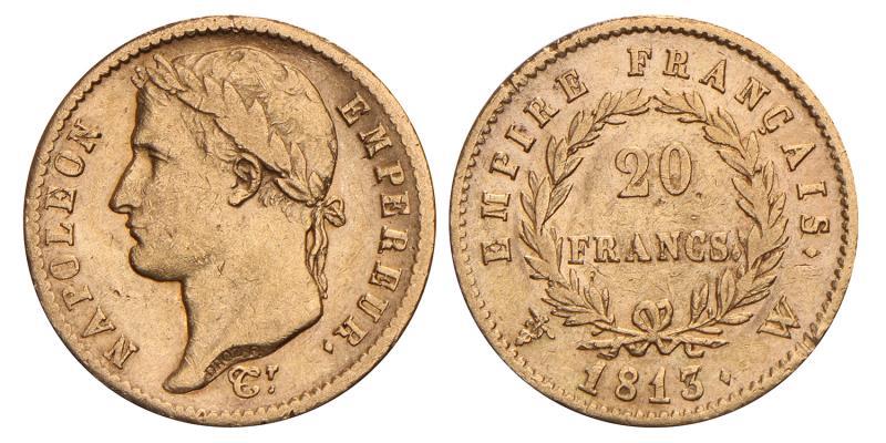 France. Napoleon I. 20 Francs. 1813 W.