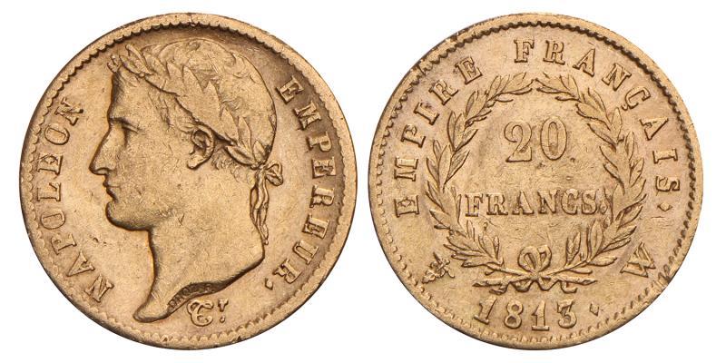 France. Napoleon I. 20 Francs. 1813 W.