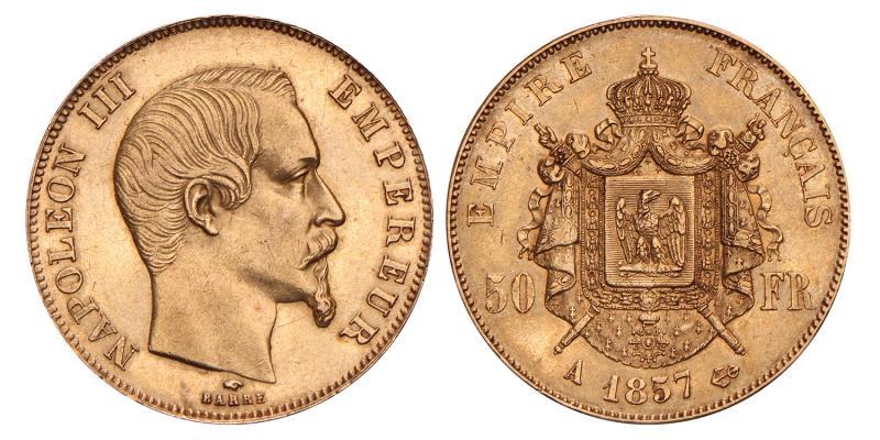 France. Napoleon III. 50 Francs. 1857 A.