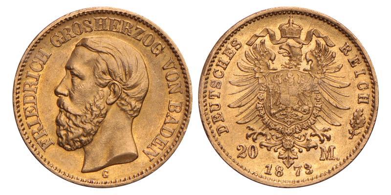 Germany. Baden. Friedrich I. 20 Mark. 1873 G.