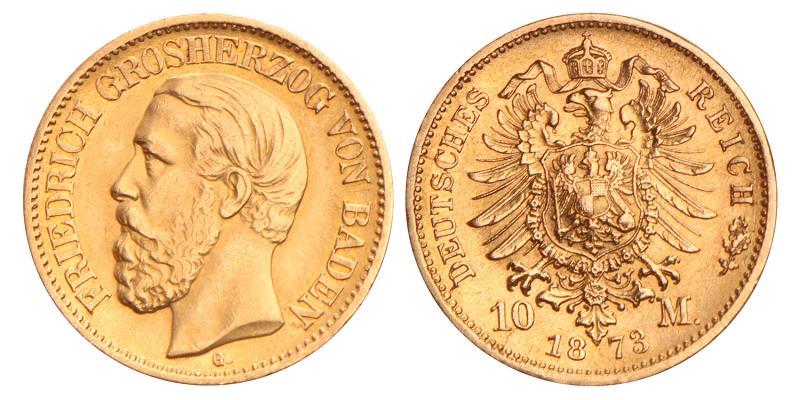 Germany. Baden. Friedrich I. 10 Mark. 1873 G.