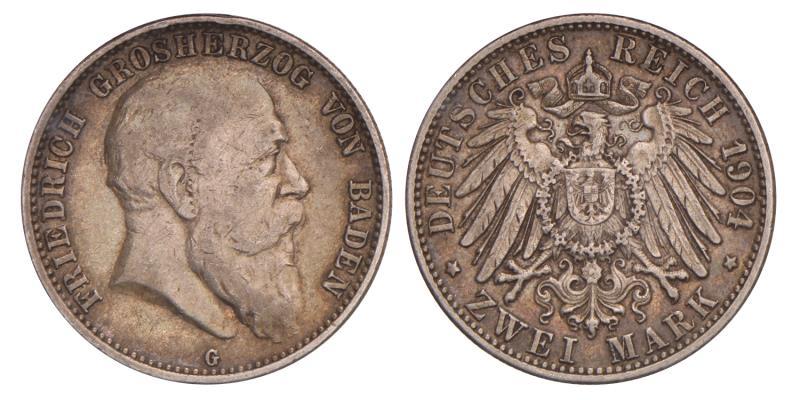 Germany. Baden. Friedrich I. 2 Mark. 1904 G.