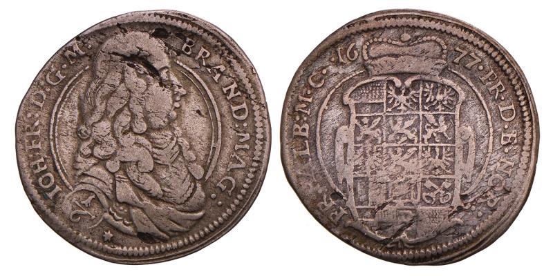 Germany. Brandenburg-Ansbach. Johann Friedrich I. 1/6 Thaler (1/4 Gulden). 1677.