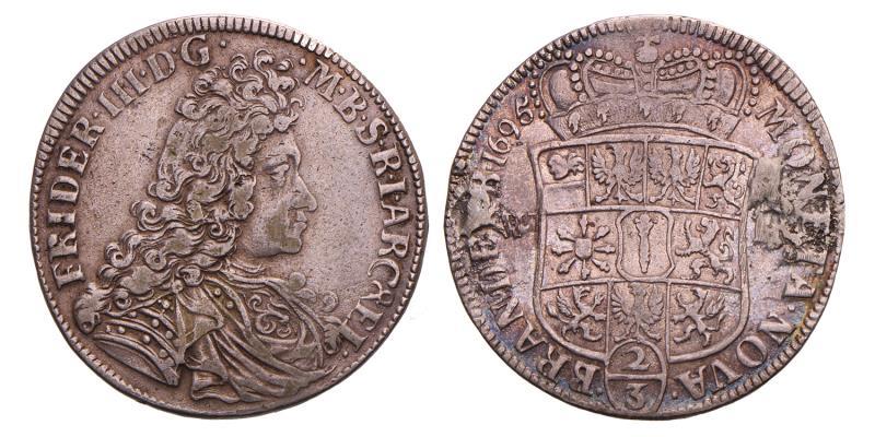 Germany. Brandenburg-Bayreuth. Friedrich III. 2/3 Thaler (Gulden). 1695 WH.