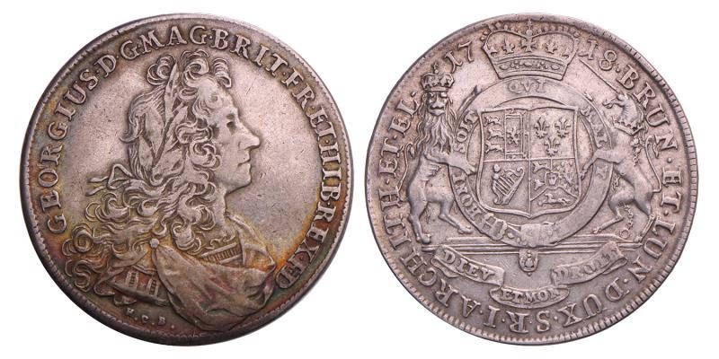 Germany. Brunswick-Lunenberg-Calenberg-Hannover. Georg Lüdwig. 1 Thaler. 1718 HCB.