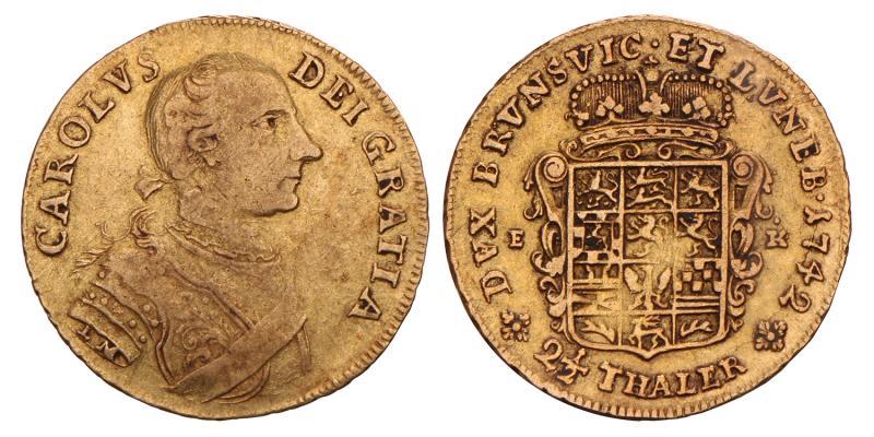 Germany. Brunswick-Wolfenbüttel. Karl I. 2½ Thaler. 1742 E.K.