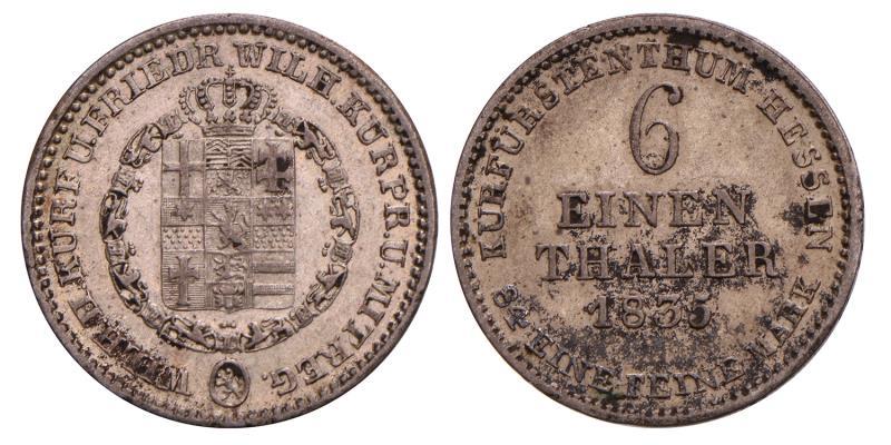 Germany. Hessen. Wilhelm II/Friedrich Wilhelm. 1/6 Thaler. 1835.