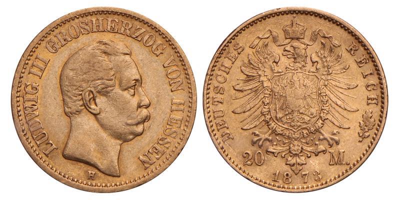 Germany. Hessen. Lüdwich III. 20 Mark. 1873 H.