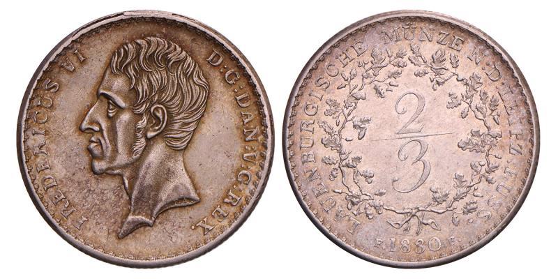 Germany. Lauenburg. Frederick VI (of Denmark). 2/3 Thaler. 1830 FF.