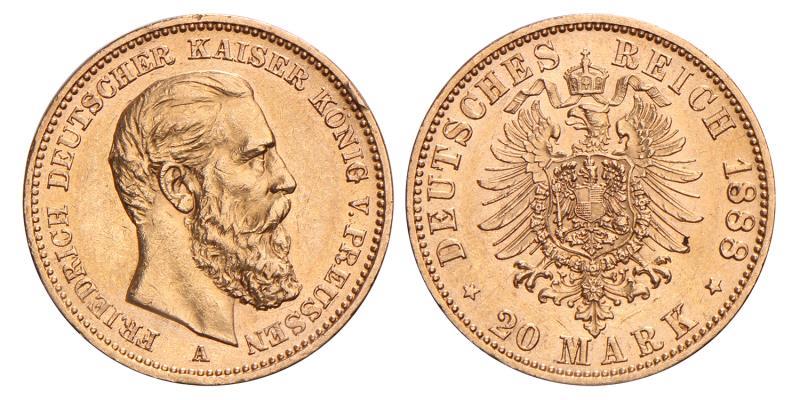 Germany. Prussia. Friedrich III. 20 Mark. 1888 A.