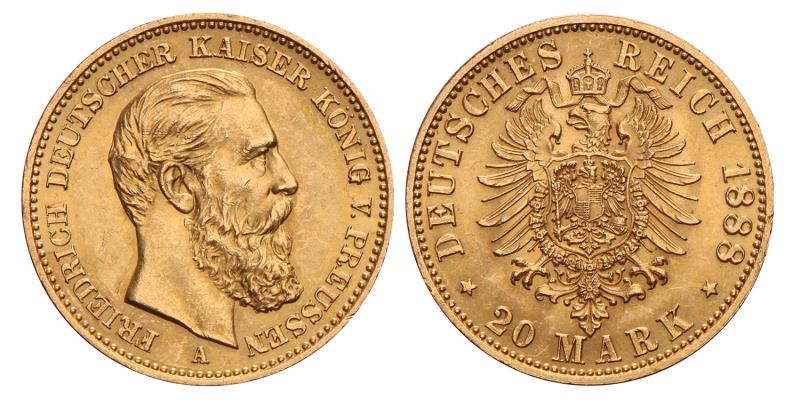 Germany. Prussia. Friedrich III. 20 Mark. 1888 A.