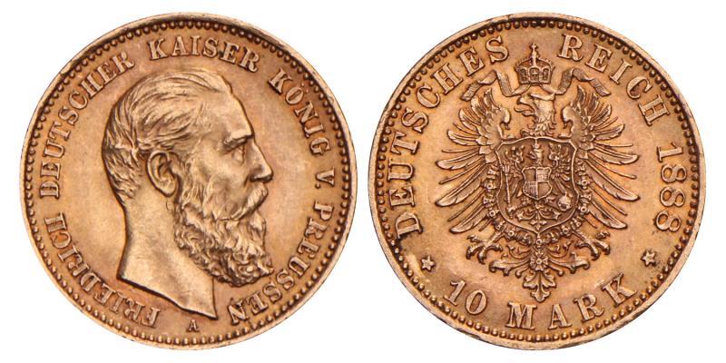 Germany. Prussia. Friedrich III. 10 Mark. 1888 A.