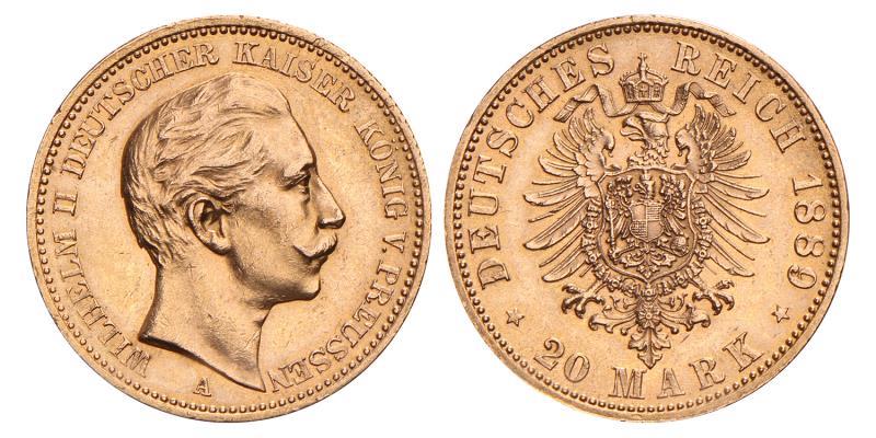 Germany. Prussia. Wilhelm II. 20 Mark. 1889 A.