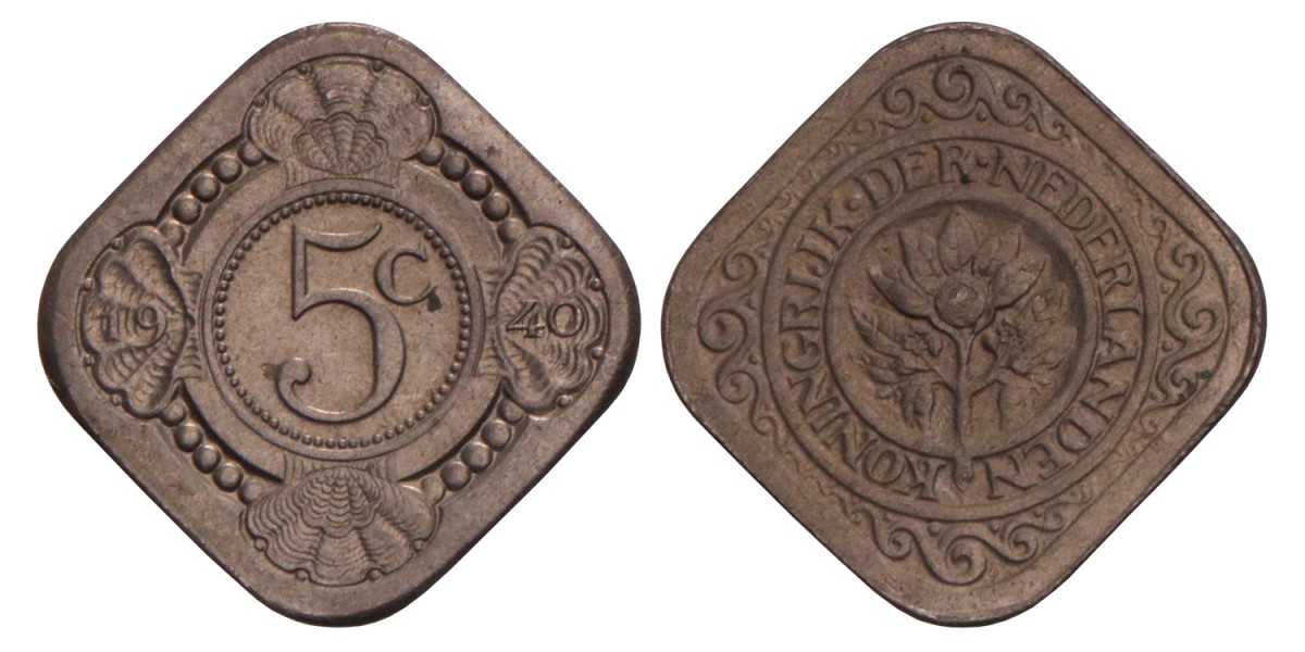 5 Cent Wilhelmina 1940. FDC.