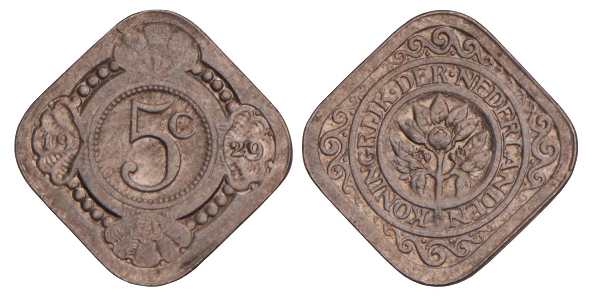 5 Cent Wilhelmina 1929. FDC.