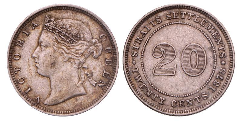 Strait Settlements. Victoria I. 20 Cents. 1878.