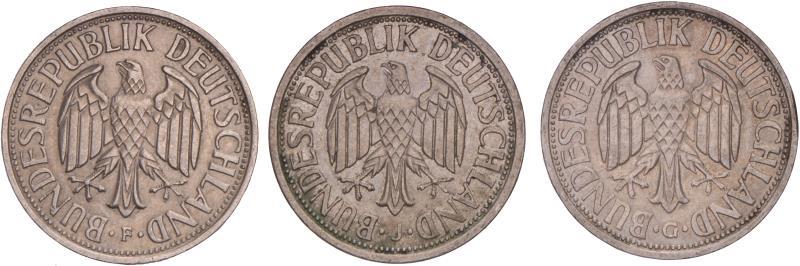 Germany, BRD. Lot (3) 2 Mark. 1951 F/G/J.