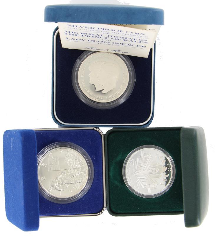 World. Lot (3) Commemorative Silver Coins.