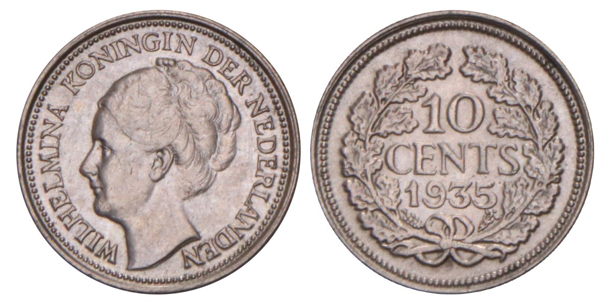 10 Cent Wilhelmina 1935. FDC.