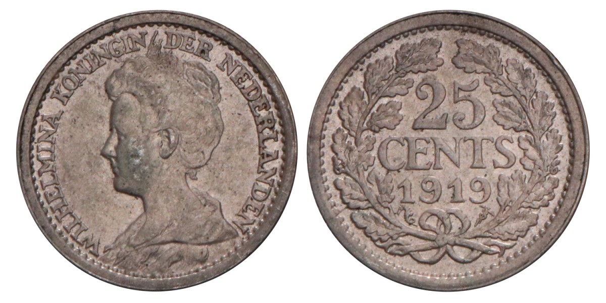 25 Cent Wilhelmina 1919. FDC.
