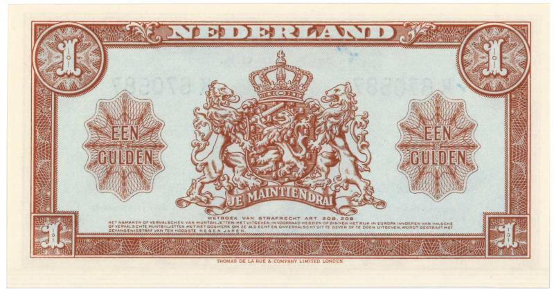 Nederland. 1 gulden. Muntbiljet. Type 1945. - UNC.