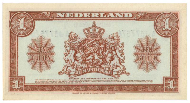 Nederland. 1 gulden. Muntbiljet. Type 1945. - UNC.